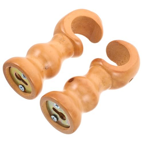 MUELODSIC 2 soportes de barra de cortina de madera maciza para colgar en la pared, con base de madera natural para cortinas pesadas, soporte decorativo para ventanas, instalación
