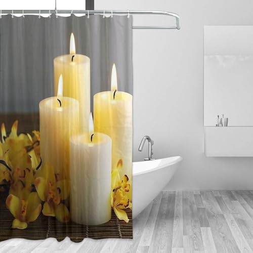 Rideau de douche épais qui ne colle pas à la peau motif bougies - 4