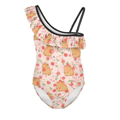 Image of Girls Swimsuit One Piece Ruffle Swimsuit Non-Slip Straps UPF 50+ for Girls Size 3-14 Years
