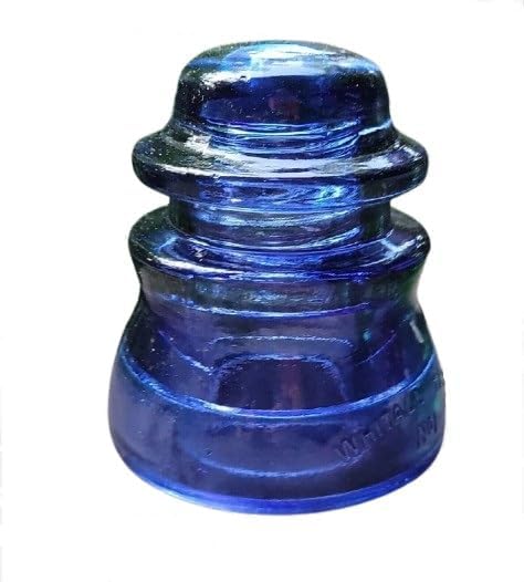 Cobalt Blue Antique Glass Insulators from Old Electric Power Lines Skillfully Refurbished Colorized Reproduction 100-Year-Old Railroad Glass Insulators Sealed with Clear Coat, Unique Decoration.