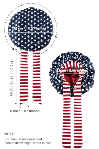 Vettres Satin Lined Sleep Cap Silk Bonnet Double Layer Bonnet with Tie Satin Hair Bonnet for Sleeping Flag — view 4