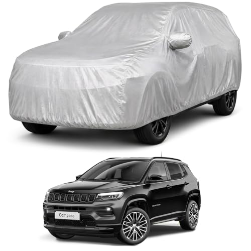 Image of Autofact Car Body Cover Compatible with Jeep Compass | Custom Fit Car Cover | 100% Water-Resistant| Triple-Stitched Lightweight Fabric | Dustproof | Indoor & Outdoor Use | Elastic Bottom