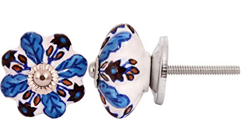 Craft Trade Assorted Multicolor Blue Door Cabinet Knobs for Dresser Drawer Vintage Closet Ceramic Knob Colorful Pull Handles Cupboard Wardrobe Knobs for Kitchen Furniture Home Décor - Image 4