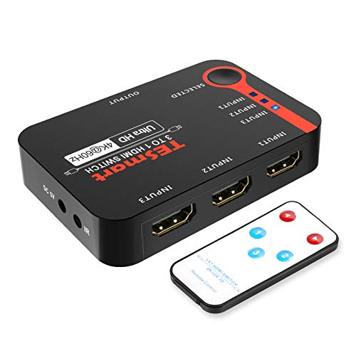 Tesmart 3X1 Hdmi Switch 3 In 1 Out 4K@60Hz, Hdmi Switcher Cec & Automatic Switching With Ir Remote Control, 3 Ports Hdmi Selector Compatible With Hdtv Dvd Xbox Ps4/Ps5 Apple Roku Tv #TOP30