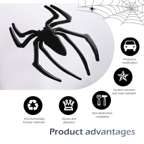 Ferianl 2PCS 3D Chrome Symbol Badge Decal, Spider Waterproof Sticker for Window Bumper Door, Automotive Body Sticker for Vehicle, Truck, Motorcycle (Black) - Thumbnail 3