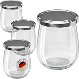 WELLGRO 25x Einmachgläser mit Schraubdeckel - 417ml - Deckel To 82 silber - Made in Germany - Vorratsgläser mit Deckel, Gärglas, Dessertgläser