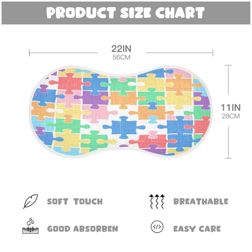 Colorful Puzzle Pieces Plant Burp Cloths Cotton Baby Washcloths,Large 22x11in Burping Cloth Absorbent and Soft for Newborn Baby Boys and Girls,4 Pack4