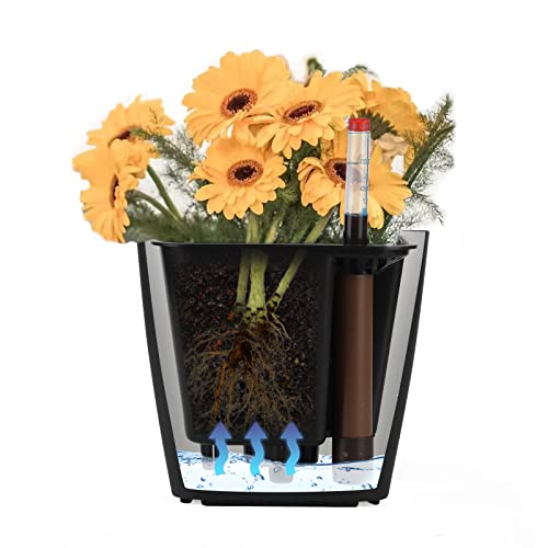 CPROSP 4-Pack Self-Watering Pots with Water Level Indicators, Black, 13.7 x 13.5 cm, Indoor/Outdoor, Modern Style - Image 3