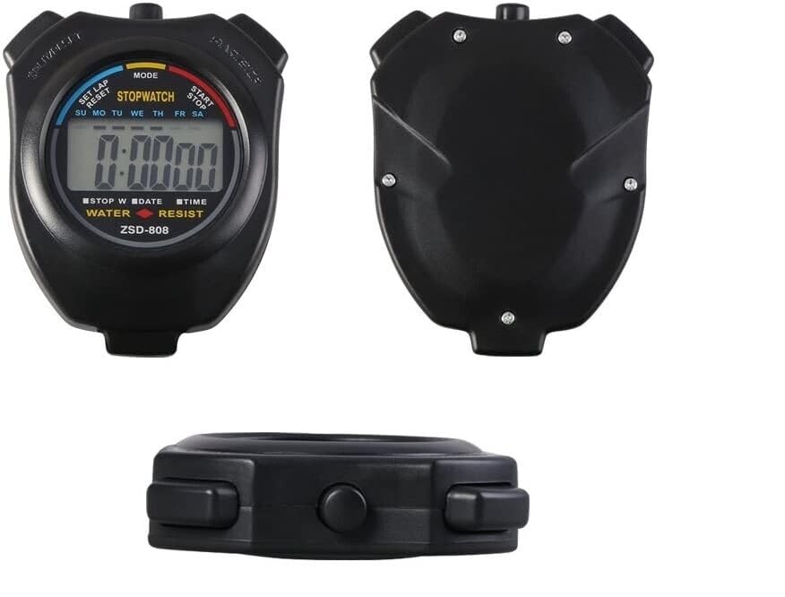 Stopwatch Timer- Sports stopwatch Lap Split Digital Stopwatch with Clock Calendar Alarm, Large Display Shockproof referee Stopwatch for Coaches Swimming Running Sports Training (Black) - Image 3