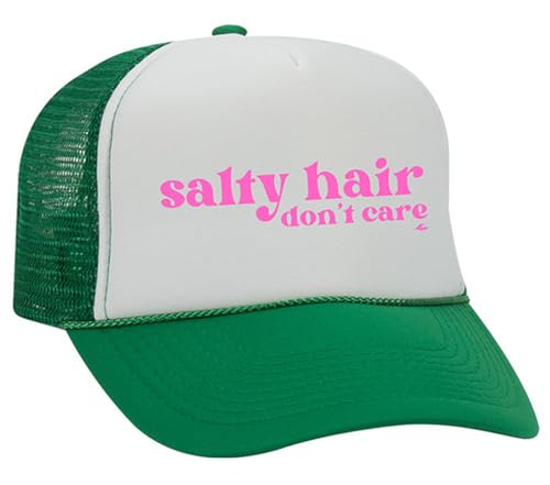 Joe's USA Koloa Surf Salty Hair High Profile Poly-Foam Trucker Hat-Kelly-White-Kelly/Pink