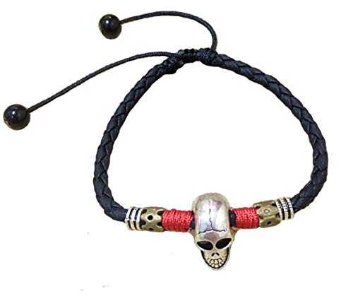 Joyplancraft Skull Head Leather Anklet Adjustable Skeleton Anklet for Men Women Couples (Women's Anklet)