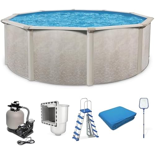 Aquarian Above Ground Pool Kit w/ Pump & Leaf Skimmer, Phoenix Steel-Frame, 24', Cognac - Large Heavy-Duty Outdoor Family Swimming Pool for Backyard, Patio, and Yard | 24', Cognac - Large Heavy-Duty Outdoor Family Swimming Pool for Backyard, Patio, and Yard