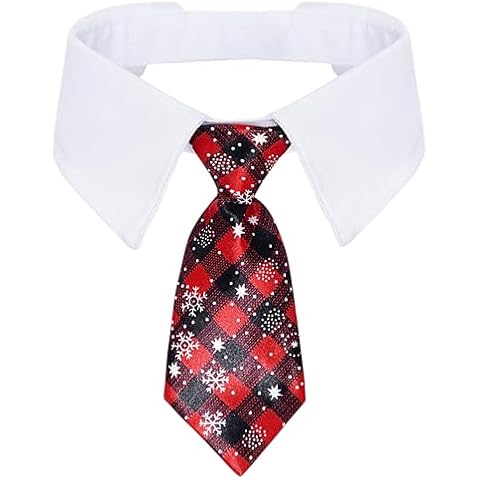JTYKUYR Christmas Dog Neck Tie Adjustable Christmas Dog Necktie Red Plaid Christmas Tie Cover