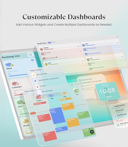 cozyla digital calendar 2 24 inch wall planner touch screen chore chart customize dashboard smart electronic calendar for family schedules meal planner support any google play app wall mount white