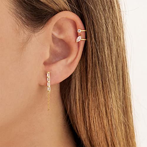YCTTKDD Ohrstecker für Frauen, quadratisch, Zirkon-Kette, Diamant-Piercing-Ohrringe, Schmuck, Pendientes