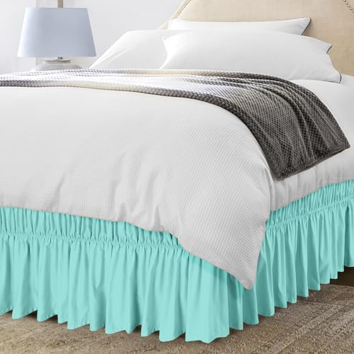 La Mejor Recopilación de Faldones para capazos . 44 Utopia Bedding - Faldón elástico envolvente, de microfibra con cinturón elástico ajustable y caída de 41 cm, con volantes, resistente a la decoloración, tamaño Queen, azul...