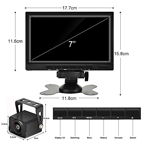 Camecho Dual backup camerasysteem videorecorder camera 7 inch 2 split monitor waterdicht nachtzicht HD achteruitrijcamera's kit 12V-36V - Afbeelding 3