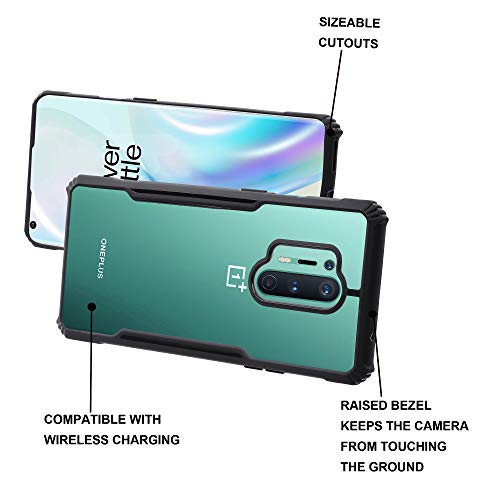 Image of LIRAMARK Transparent Clear Shock Proof Back Cover Case Designed for OnePlus 8 Pro / 1+8 Pro (Black)