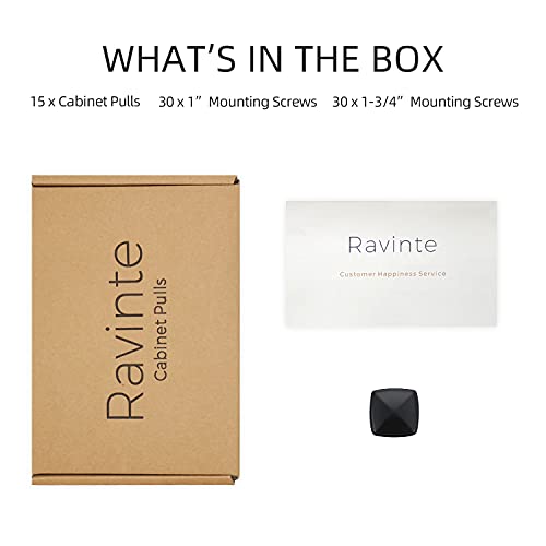 Image of Ravinte 15 Pack Matte Black Kitchen Cabinet Square Knob Single Hole Cabinet Hardware for Dresser Drawer Pulls and Knobs