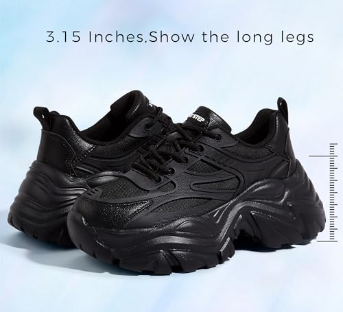 LUCKY STEP Chunky Sneakers for Women Platform Tennis Fashion White Dad Shoes Mesh Breathable Casual Wedge Lace Up Walking Sneakers4