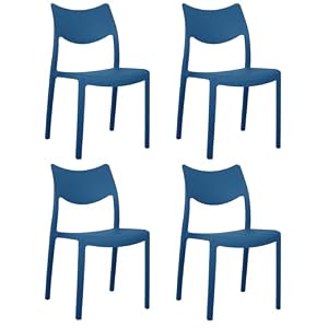 Marvin Sedia In Polipropilene Manu, Arredo di Design, Sedia per Esterno e Interno, Impilabile, Sedie Moderne Resistenti, Sedia per Giardino Cucina Terrazzo Patio (4, Blu Oceano) 4 Blu Oceano