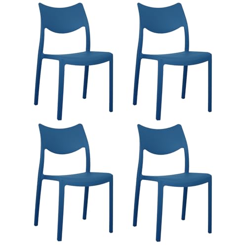 Marvin Sedia In Polipropilene Manu, Arredo di Design, Sedia per Esterno e Interno, Impilabile, Sedie Moderne Resistenti, Sedia per Giardino Cucina Terrazzo Patio (4, Blu Oceano)