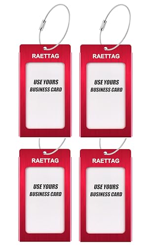 Image of Luggage Tags Metal Suitcase Tags Travel Bag ID Identifier Luggage Tag (Red 4Pack)