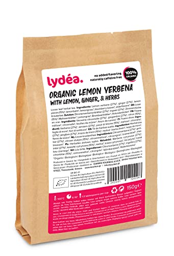 Lydea Bio-Kräutertee, Zitronenverbene mit Zitrone, Ingwer und Kräutern, loser Kräutertee, 150 g Packung