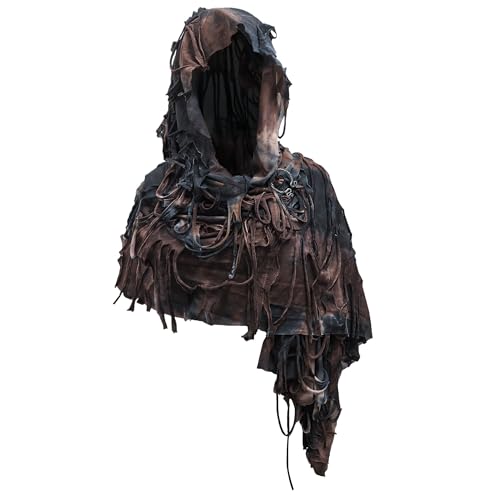 Hooded Shawl With Viking Brooch | Cowl Scarf Rogue Medieval Cloak Renaissance Costume Cape Accessories (Style-C)