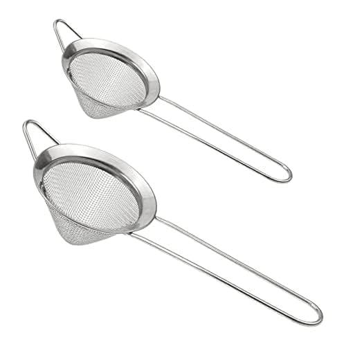 DXLing 2 Stück Edelstahl Kegelförmiges Cocktailsieb 2 Größen Konisches Sieb Und Küchensieb Feinmaschig Sieb Teesieb mit Griff für Tees Getränke Cocktails Mehl Zucker Gewürze und Kräuter