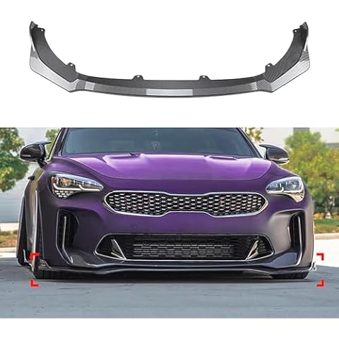 Car Front Spoiler Lip Kit Splitter for Kia Stinger 2018-2024 2019 Glossy Black Carbon Fiber Look Cover