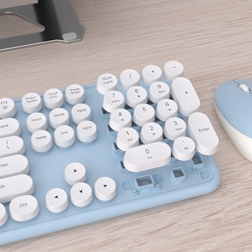 Image of UBOTIE Colorful Wireless Keyboard and Mouse Combo (Blue-White)
