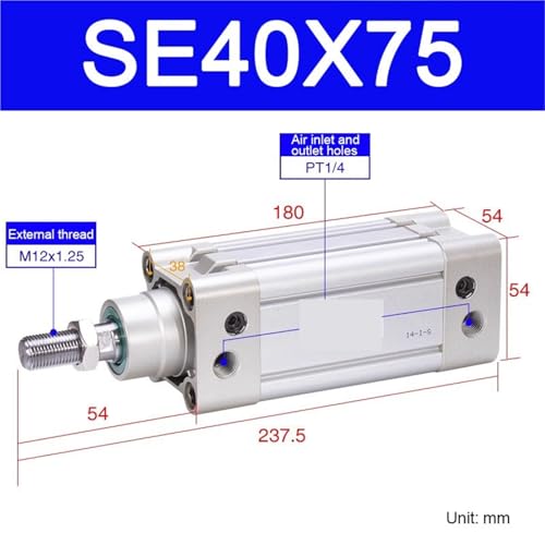 Vérin pneumatique SE40 course 75mm pour guidage de ligne - 2