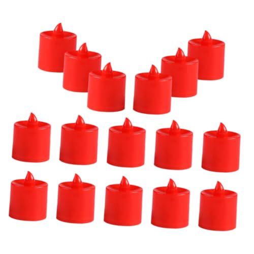 Velas LED sin llama rojas de 20 unidades con luces parpadeantes a pilas