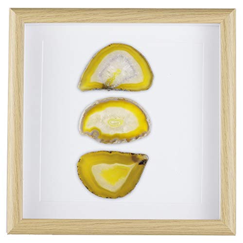 Geode d'agate encadrée rockcloud de 22,4 cm jaune pour décoration de table