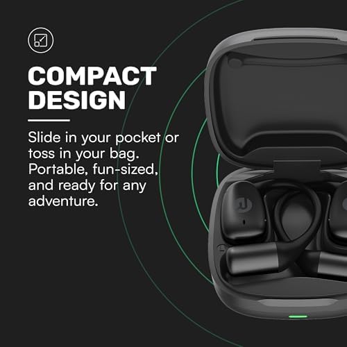 Raycon Essential Open Ear Earbuds – Open Ear Headphones, Earbuds Wireless Bluetooth, Sweat & Water-Resistant Earphones, Running Headphones with Ultra-Lightweight Design, 36 Hours Battery Life (Black) — view 6