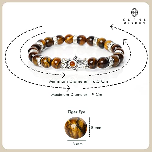 Healing Crystal Bracelet, Chakra Bracelets For Women & Men, Bracelet For Meditation, Positive Energy & Balance, Handmade Bracelets Crystal By Karma Pledge (Tiger Eye, Green Jade And Black Obsidian) #TOP4