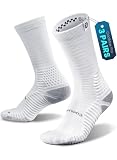 Rahhint Quick Dry Anti Blister Compression Running Socks, Anti Slip Cushion Anti Pilling 3 Pairs for Marathon Hiking White L