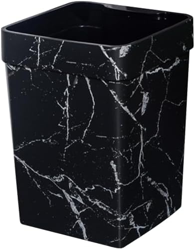 Amazon.com: Mini Modern Black Marble & Silver Round Step Trash Can by Home Basics | 3 Liter ...