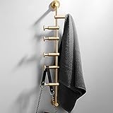 XUANIIIL Wall Mounted Metal Vertical Tree Branch Coat Rack, 6 Adjustable Movable Rotatable Hooks, 24'' Wall Hanger Coat Hat Holder Suitable for Scarves Clothes Robe Handbags Towel (Brass)