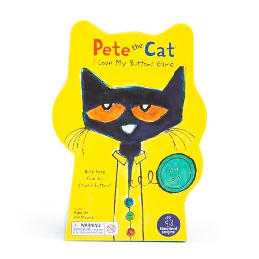 Educational Insights Pete The Cat I Love My Buttons Board Game For Toddlers & Preschoolers, For 2-4 Players, Gift For Boys & Girls, Fun Family Game For Kids Ages 3+