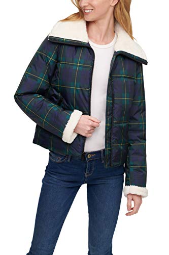 Levi's Women's Bubble Puffer Jacket, Black Watch Plaid, Large #TOP3