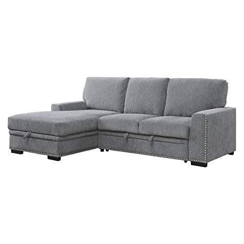 Lexicon Mulligan Sectional Sofa Sleeper, Left Chaise, Gray #TOP11