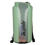 Aquafree アウトドア防水バッグ 36L グリーン 密封防水 円筒型 透明グリッド素材