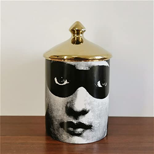 Bougeoirs visage de dame en céramique et pot de rangement multifonction