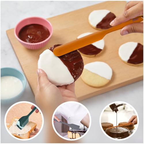 Image of HOTEC Heat Resistant 600℉ Food Grade Silicone Rubber Spatula Set for Baking, Cooking, and Mixing Non Stick Dishwasher Safe BPA-Free Neutral Set of 5