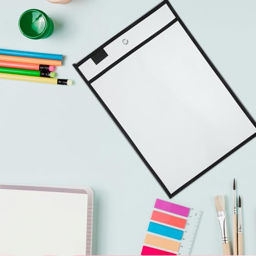 Pochette effaçable à sec lot de 20 protège-papiers transparents pour l'école - 5