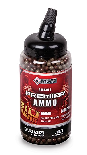 Crosman SE13BT22T Elite Premier Airsoft Camo Biodegradable .12g Airsoft Ammo (2000 Count), Tan and Green