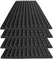 4 Pack Pyramid Acoustic Foam Panels, 48 x 24 x 2 Sound Absorbing Panels High Density Noise Canceling Studio Foam for Home,Office, Recording Room (Black-4 Pack, 48" x 24" x 2")