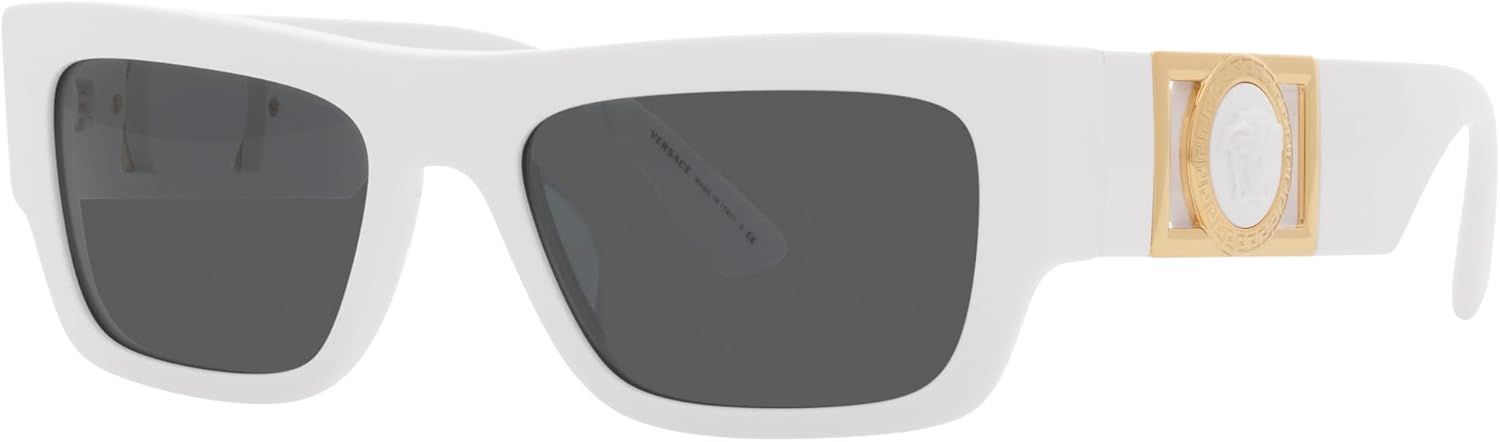Versace Gafas de sol para hombre marco blanco lentes gris oscuro 2087in